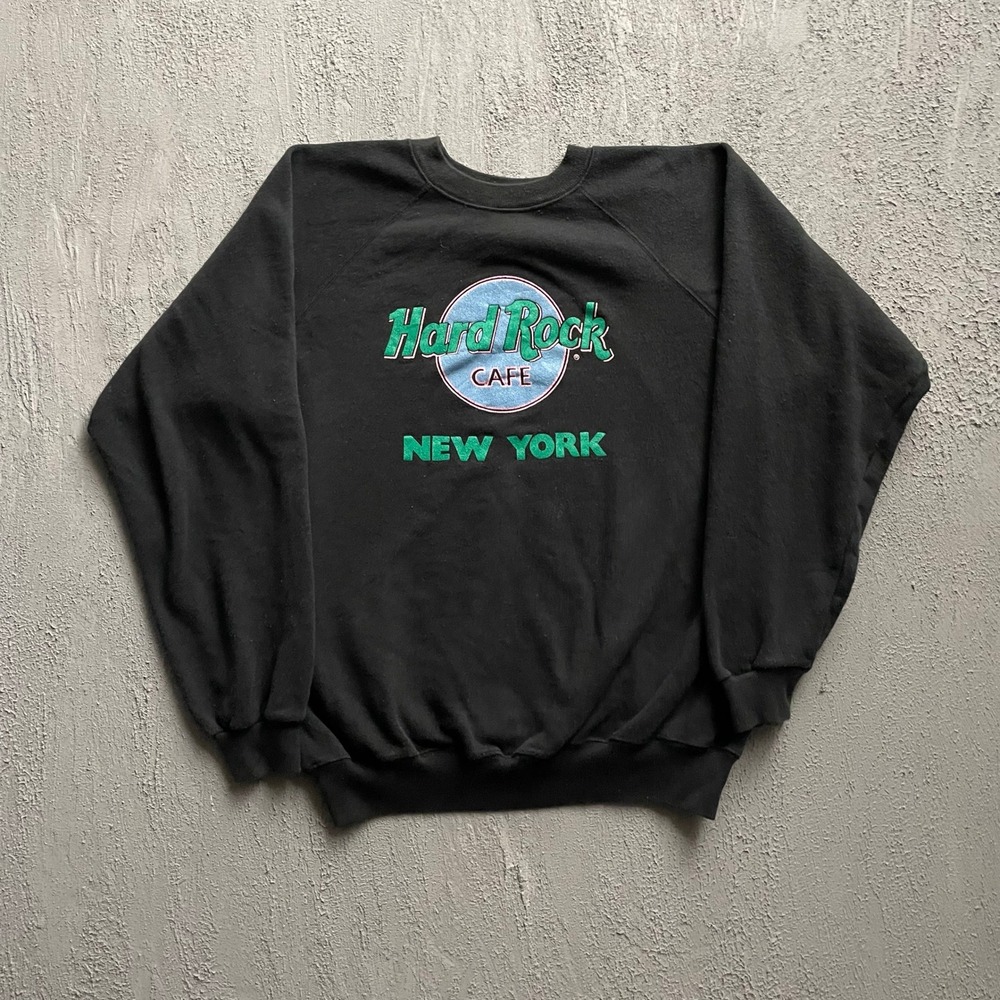 Vintage Hard Rock Cafe New York Sweatshirt Mens XL Black 80s Hanes